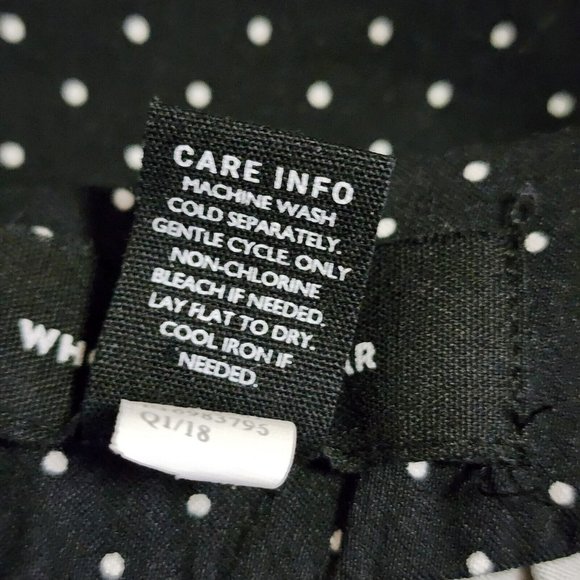 WHO WHAT WEAR Black White Polka Dot Stretch Waist Zip Back Pants Womens Size 4 - Picture 4 of 5